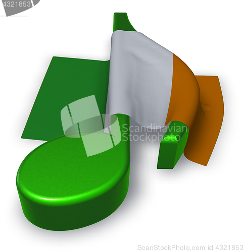 Image of music note symbol and irish  flag - 3d rendering