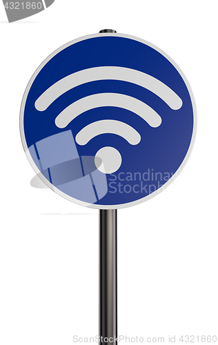 Image of wifi symbol on roadsign - 3d rendering