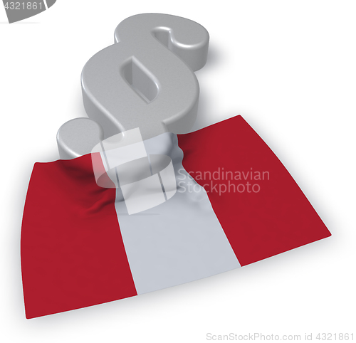 Image of flag of peru and paragraph symbol - 3d illustration