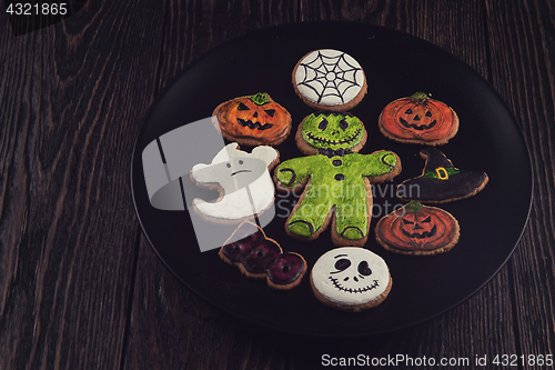 Image of Homemade delicious ginger biscuits for Halloween