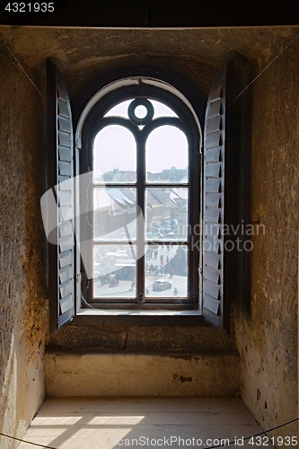 Image of Old window in a tower