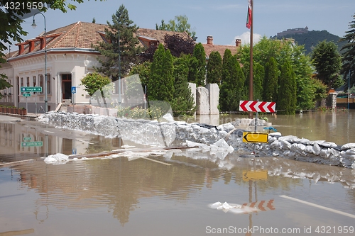 Image of Flooded street and houses