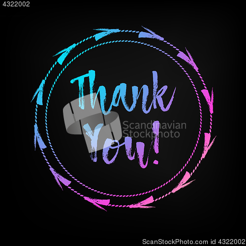 Image of Hand lettered multicolored Thank You text.