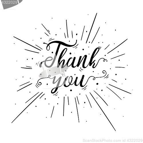 Image of Hand lettered Thank You text with burst.