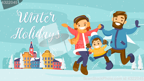 Image of Winter family Holiday card, banner, poster