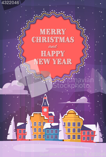 Image of Merry christmass and Happy New Year card, poster.