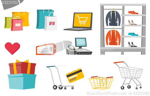 Image of Shopping vector cartoon illustrations set.