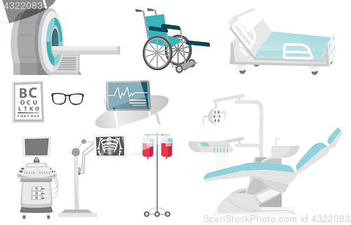 Image of Medical equipment vector cartoon illustrations set