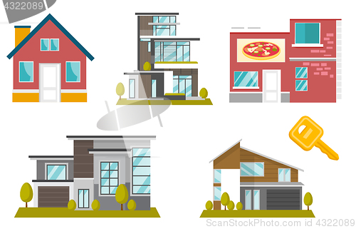 Image of Houses vector cartoon illustrations set.