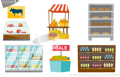 Image of Store furniture vector cartoon illustrations set.