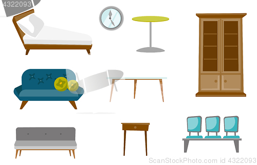 Image of Furniture vector cartoon illustrations set.