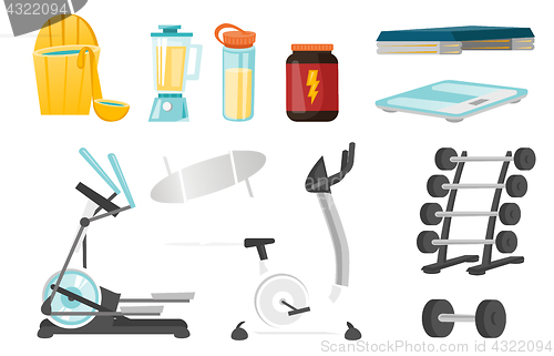 Image of Sport equipment vector cartoon illustrations set.