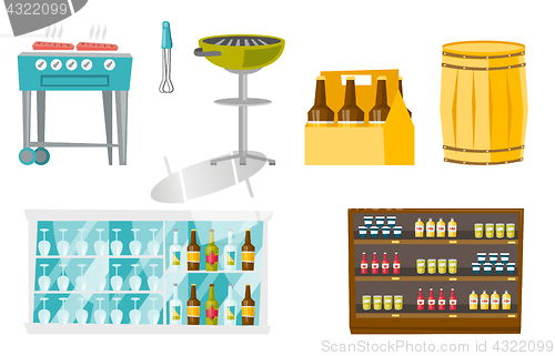 Image of Food and drinks vector cartoon illustrations set.