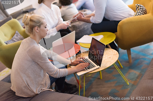 Image of Startup Business Team At A Meeting at modern office building