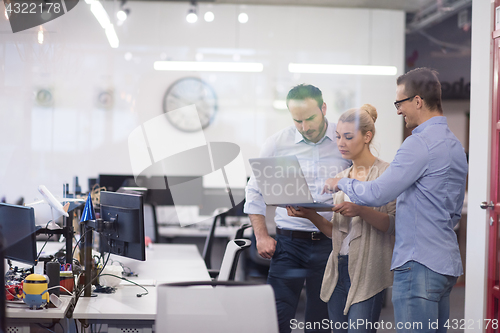 Image of Business team Working With laptop in creative office