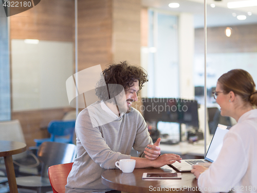 Image of startup Business team Working With laptop in creative office