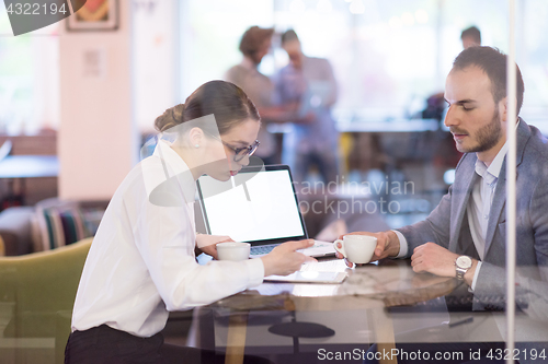 Image of startup Business team Working With laptop in creative office