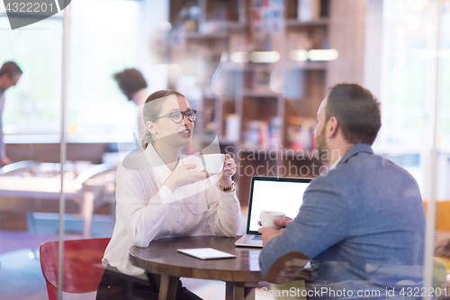 Image of startup Business team Working With laptop in creative office