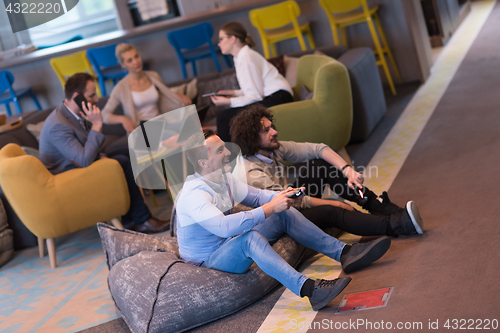 Image of startup Office Workers Playing computer games