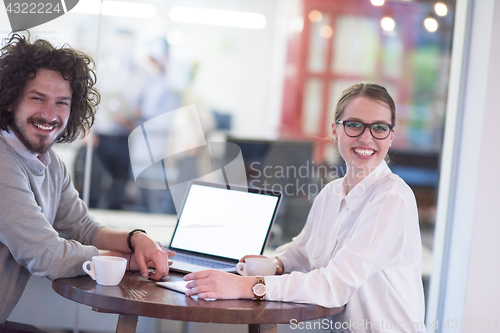 Image of startup Business team Working With laptop in creative office