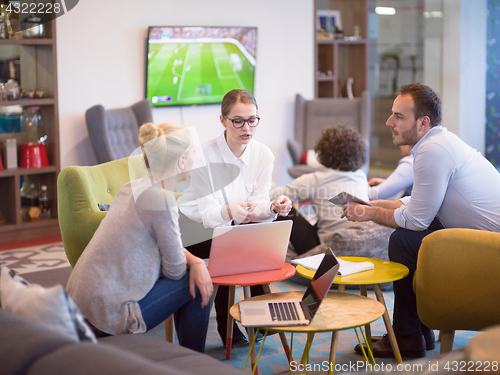 Image of Startup Business Team At A Meeting at modern office building