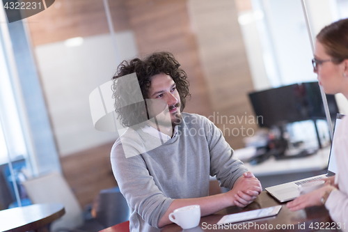 Image of startup Business team Working With laptop in creative office