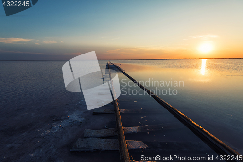 Image of Beauty sunset on salty lake