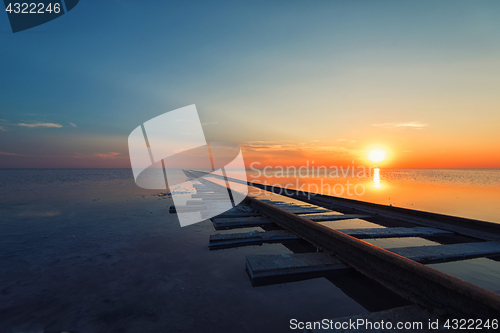 Image of Beauty sunset on salty lake