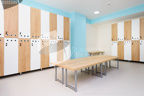 Image of Interior of gym locker room