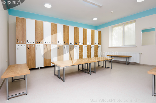 Image of Interior of gym locker room