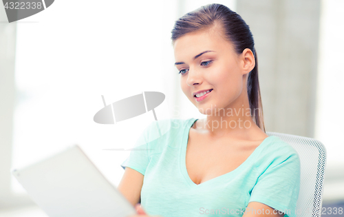 Image of smiling student girl with tablet pc