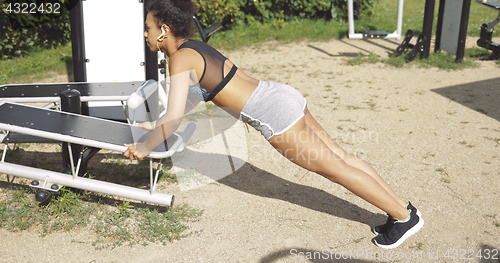 Image of Fit woman training in park