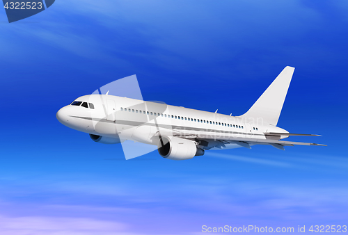 Image of passenger plane in blue sky