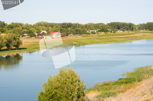 Image of Landscape, view of the small river in the village Solodniki, Astrakhan region, Russia