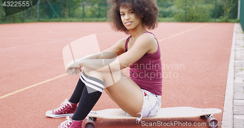 Image of Charming model on sports ground