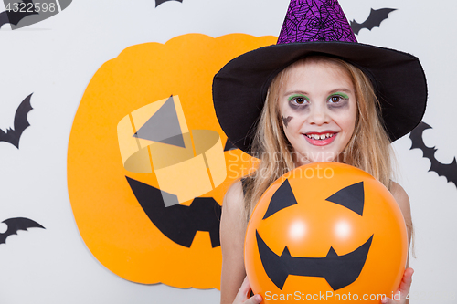 Image of Happy  girl on Halloween party