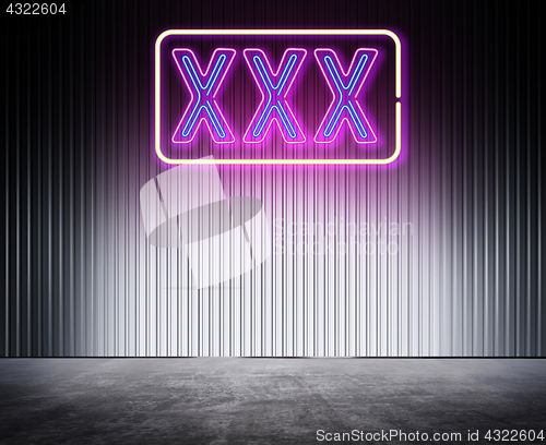 Image of metal platform with XXX sign