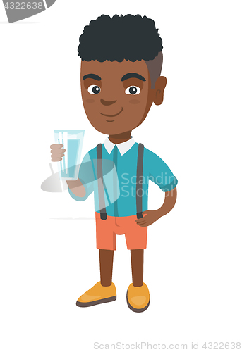 Image of Little african boy holding a glass of water.