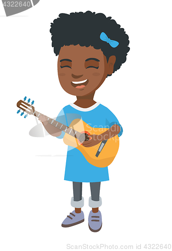 Image of African girl singing and playing acoustic guitar.