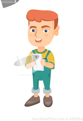 Image of Caucasian boy using a smartphone.