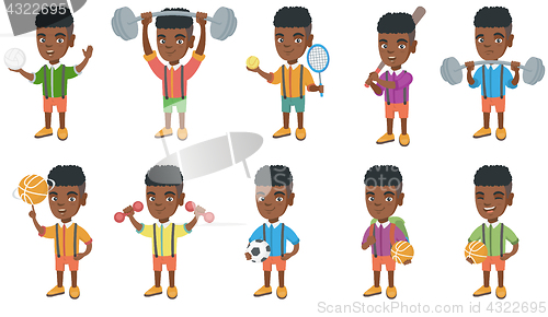 Image of Little african boy vector illustrations set.