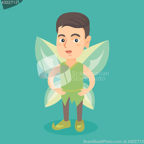 Image of Caucasian fairy boy with green butterfly wings.
