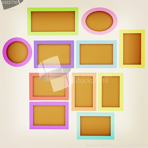 Image of Abstract frames. Conceptual design. 3D illustration. Vintage sty