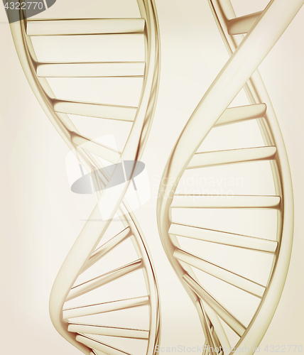 Image of DNA structure model. 3d illustration. Vintage style.