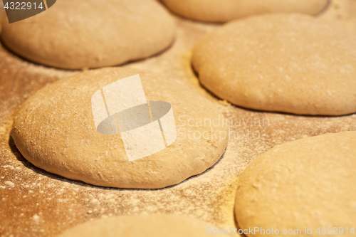 Image of close up of yeast bread dough at bakery