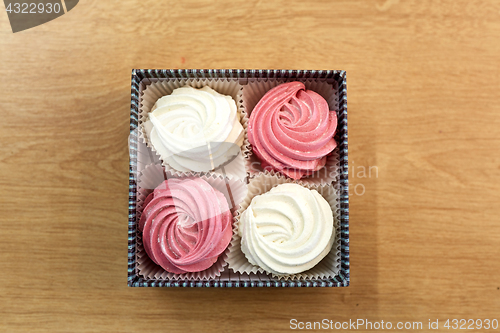 Image of zephyr or marshmallow dessert in gift box