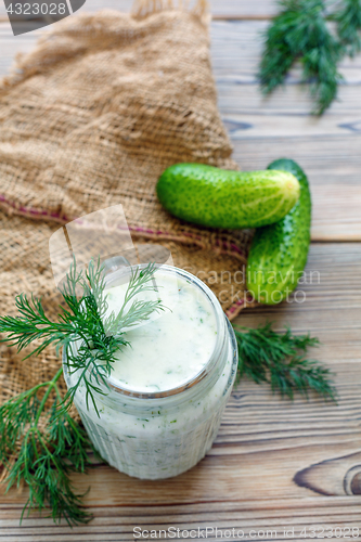 Image of Delicious smoothie with cucumber,herbs and yogurt.