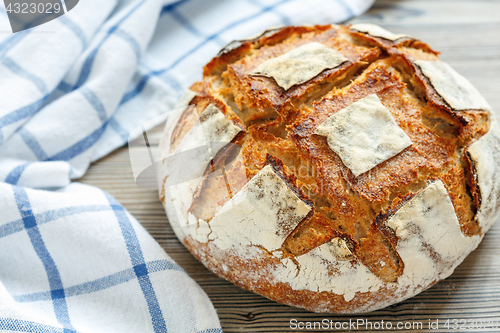 Image of Homemade bread sourdough from wheat and rye flour.