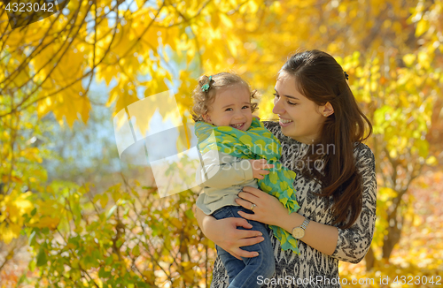 Image of Mother and daughter in autumn 