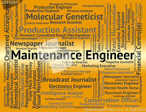 Image of Maintenance Engineer Indicates Work Text And Occupations